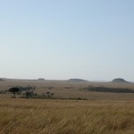 タンザニア国境付近、小さな丘が連続する地形が続く。