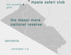 マサイ・マラ国立保護区。国内でも随一の野生動物の多さを誇る草原地帯で、観光客をひきつけてやまない。ムパタ・サファリ・クラブは保護区の外、北部のオロロロの丘にあり、オロロロ・ゲートから保護区に入る。
